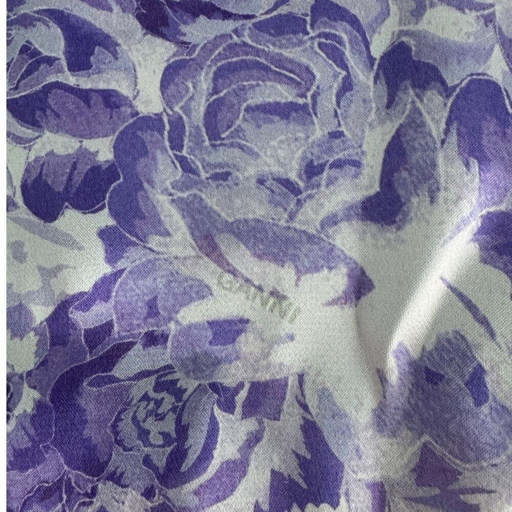 GANNI Heavy Satin Top + Pierced Detail Skirt Set violet tulip size 42 US 10/12 - Picture 14 of 16